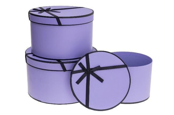 Pudełko Flower Box z kokardą 3szt purpur Rozette