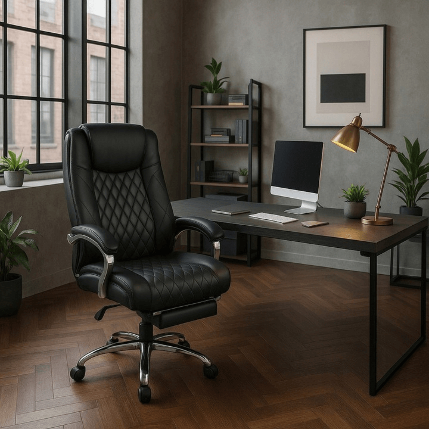 Fotel Biurowy Masujący z Funkcją Podgrzewania GIORGIO Obrotowy Czarny Ekoskóra Nowoczesny