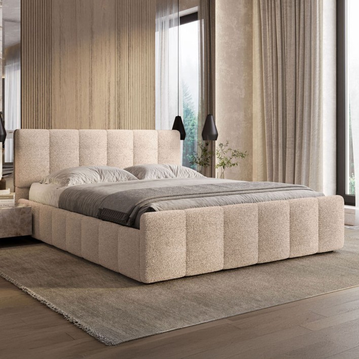 Łóżko tapicerowane z pojemnikiem SFG0166 120x200 Boucle Cappuccino #4