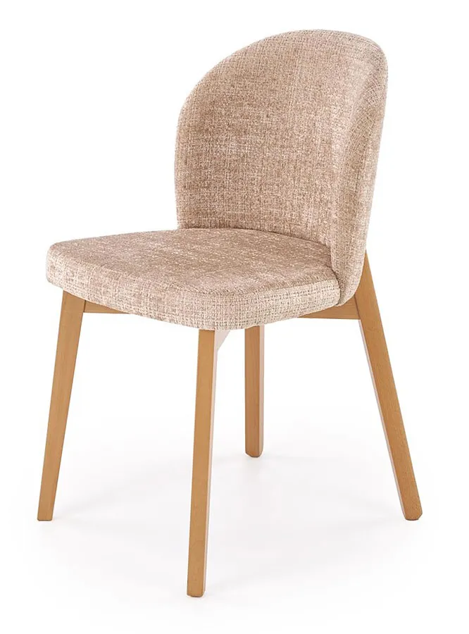 Drewniane krzesło tapicerowane dąb naturalny + beż- Lorenti