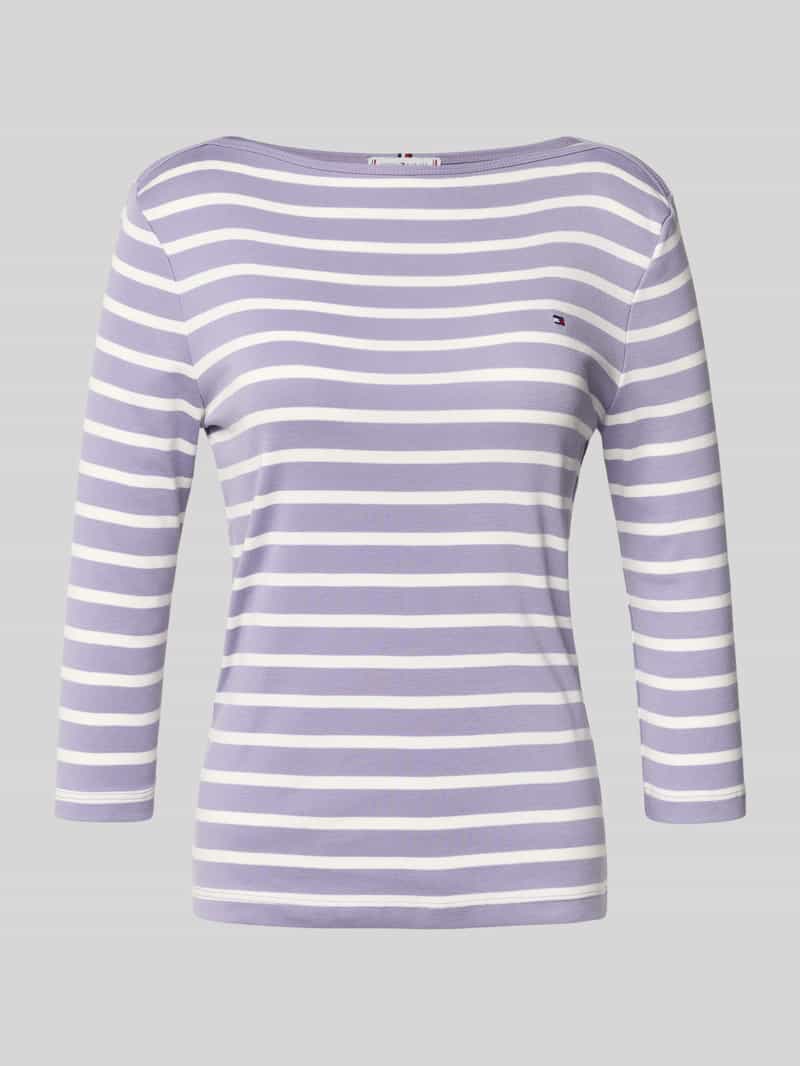 Bluzka o kroju slim fit z czystej bawełny z rękawem o dł. 3/4
