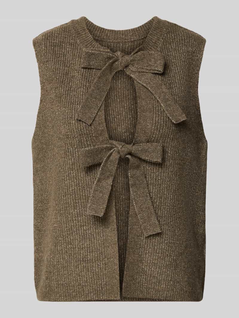 Kamizelka dzianinowa o kroju regular fit z wiązaniem model ‘SILLY’