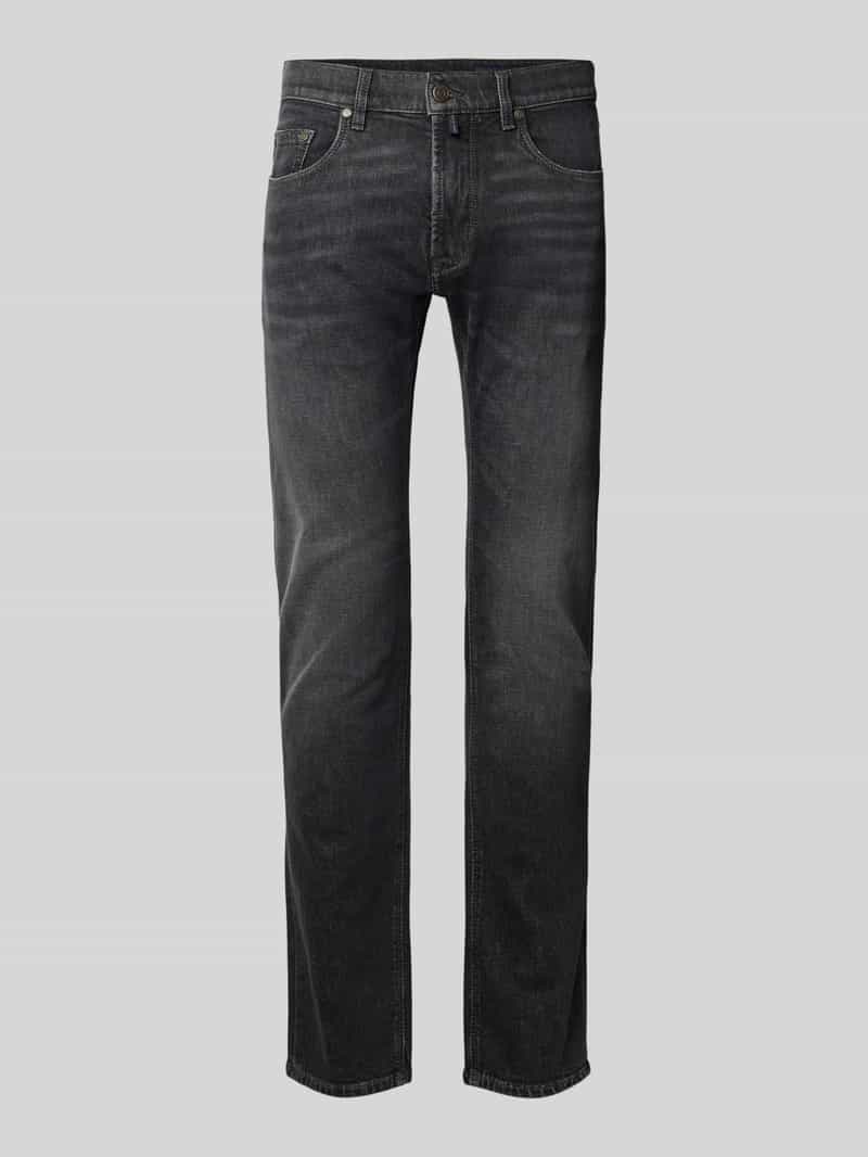 Jeansy o kroju tapered fit z efektem znoszenia model ‘Lyon’
