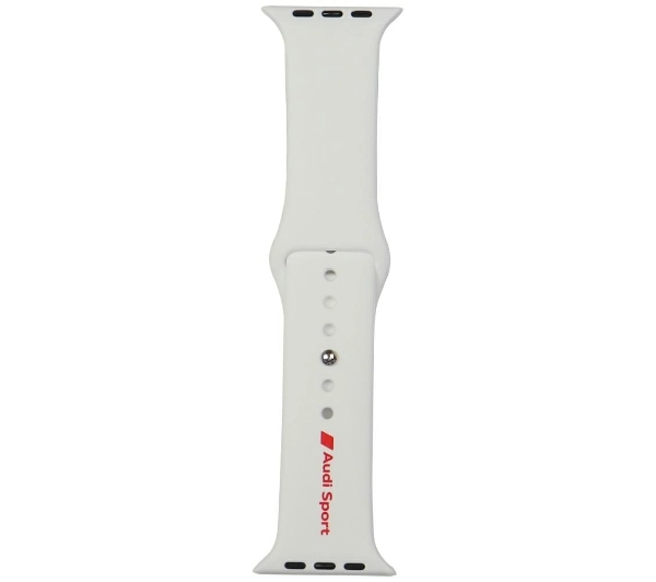 AUDI Sport Red Logo Silicone Watch Strap do Apple Watch 44/45/46/49mm Biały