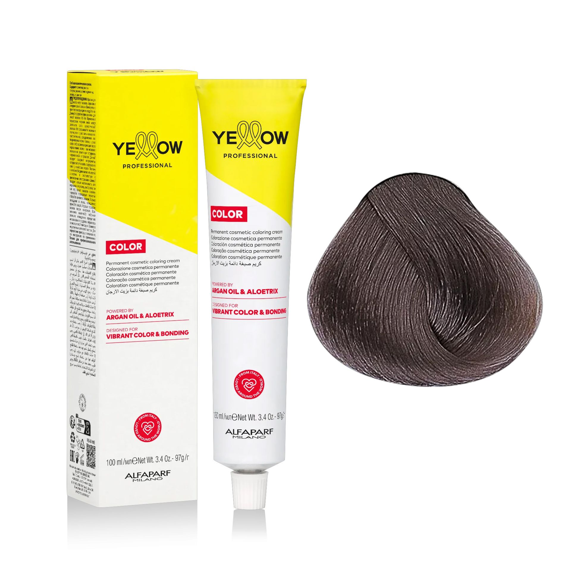 Yellow Professional Color Permanent, farba do włosów, 7.21, 100ml