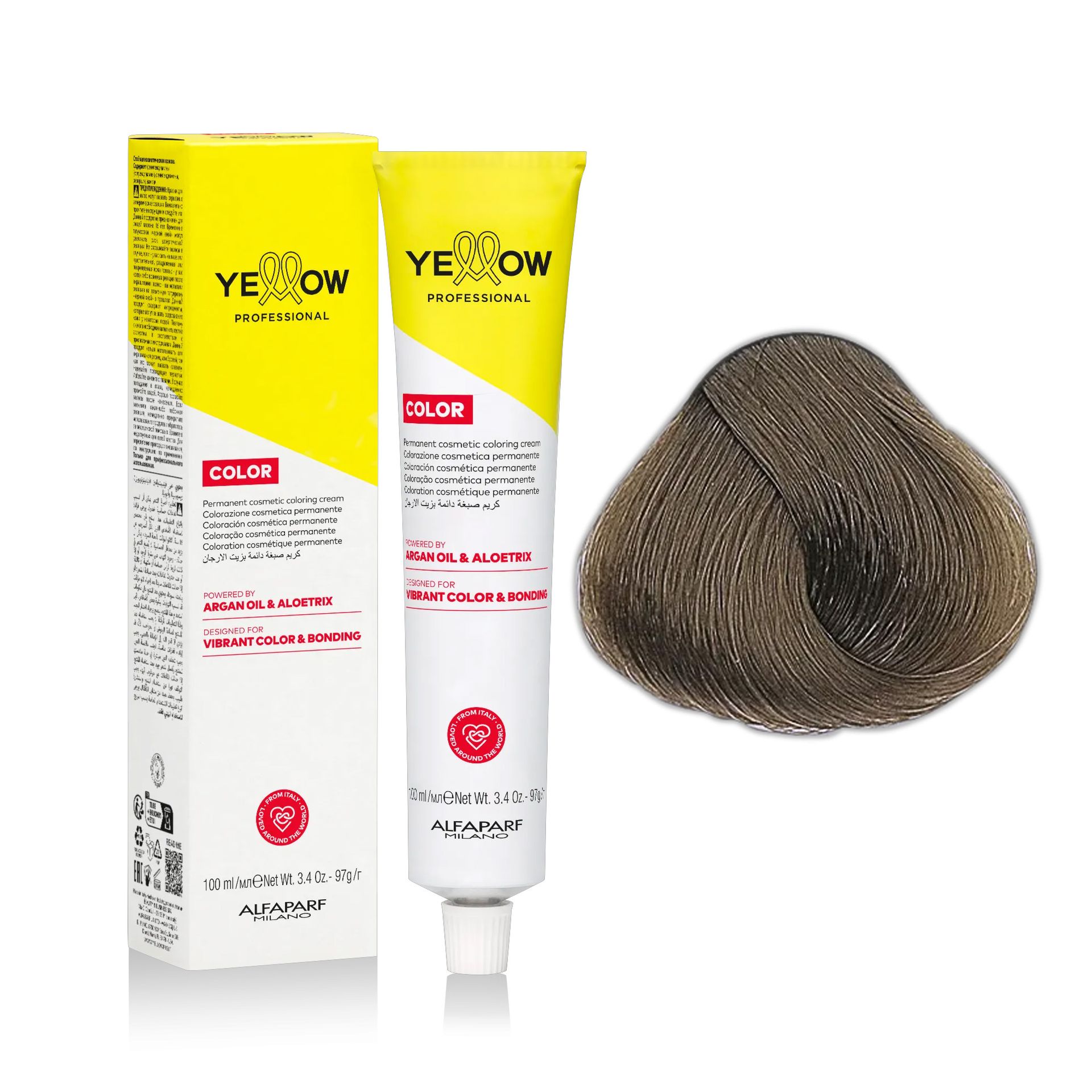 Yellow Professional Color Permanent, farba do włosów, 7.17, 100ml