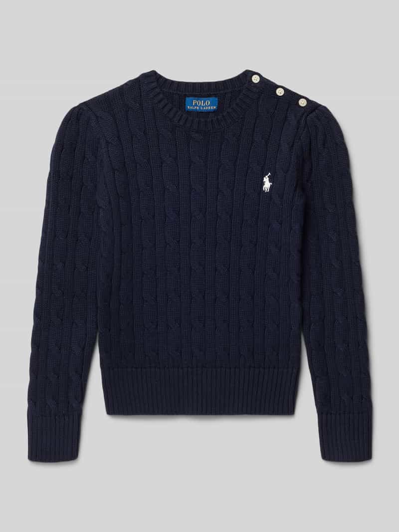 Sweter z dzianiny z wyhaftowanym logo