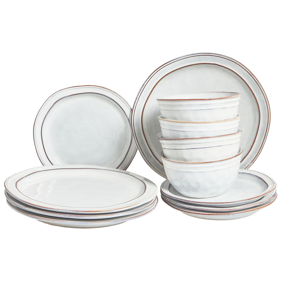 Zastawa stołowa 12-częściowa CHIVES Kamionka Jasnoszary B584946