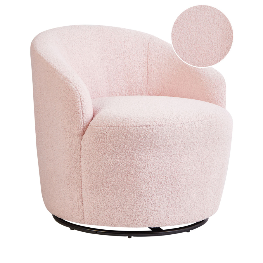 Fotel obrotowy DAVIK Boucle Pastelowy róż B598091