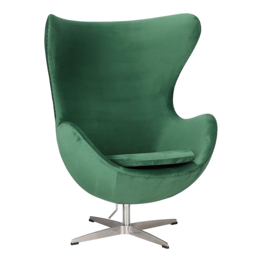 Fotel jajo velvet zielone/ srebrna podstawa 5905896141293