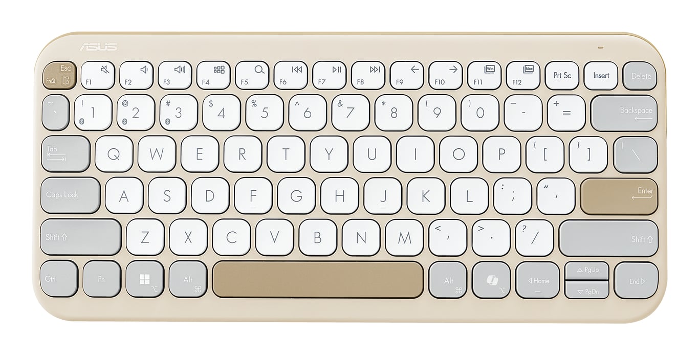 ASUS Marshmallow Keyboard KW100 Bluetooth QWERTZ Niemiecki Beżowy, Szary, Biały 90XB0880-BKB190
