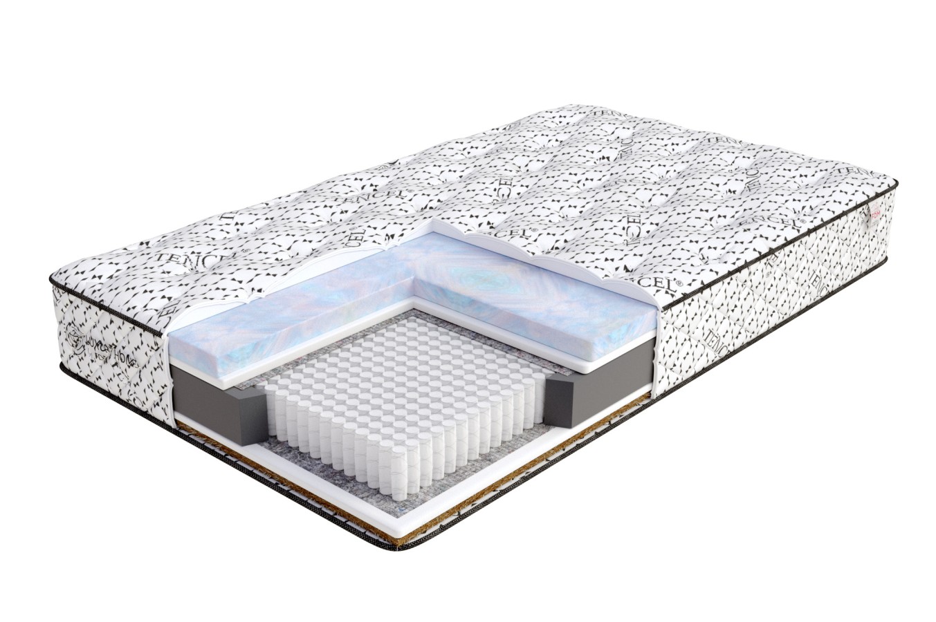 Materac micropocketowy LUNARI pianka visco, kokos - 180 x 200 - 24 cm