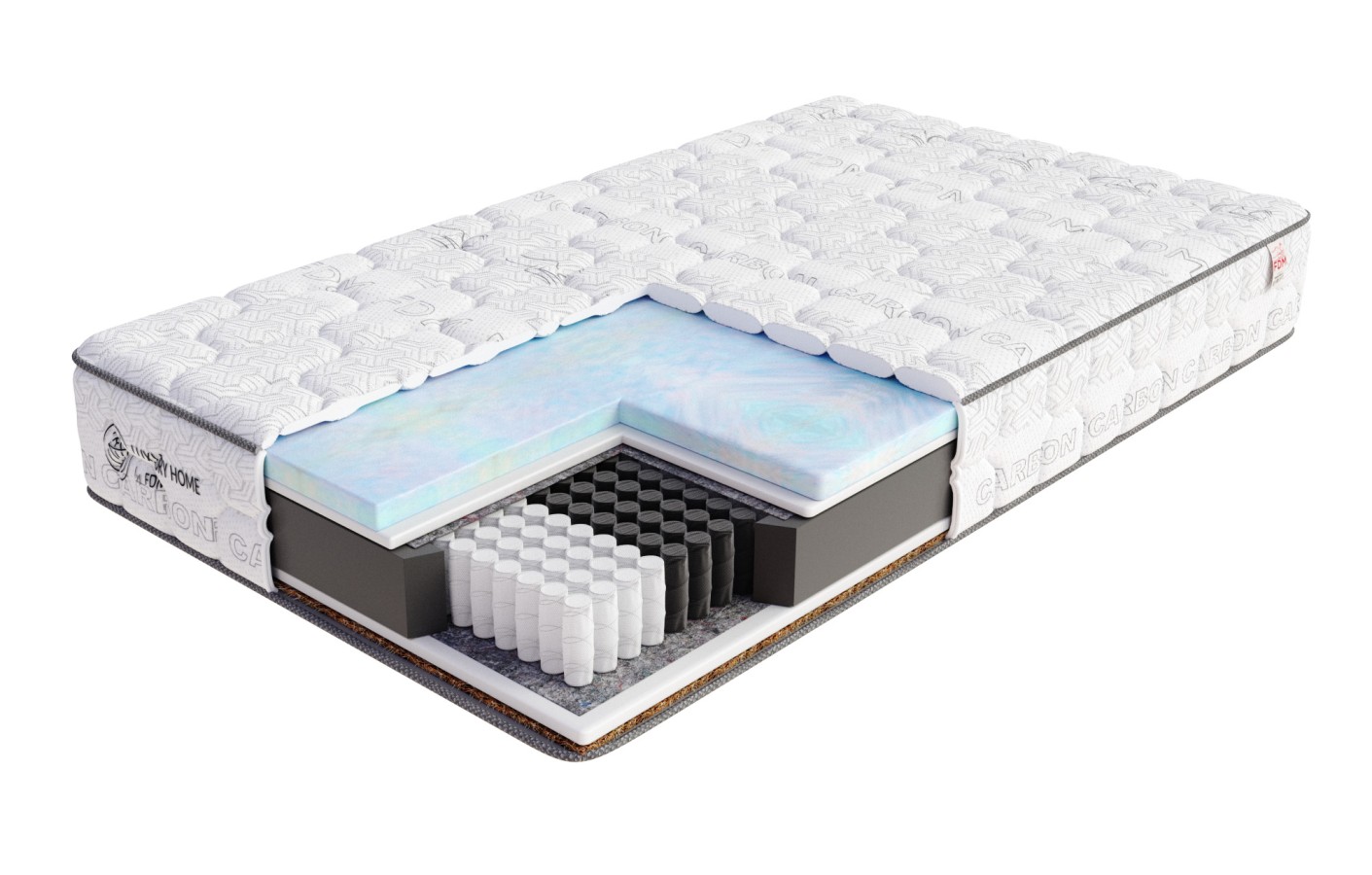 Materac multipocketowy MATTINA pianka visco, kokos - 200 x 200 - 22 cm