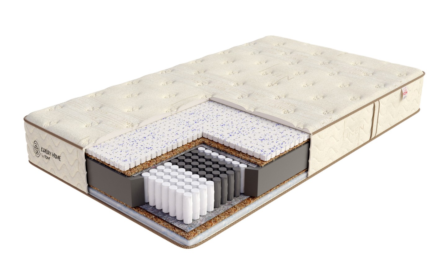 Materac multipocketowy SENTIMO kokos, lateks, eucafeel - 90 x 200 - 25 cm