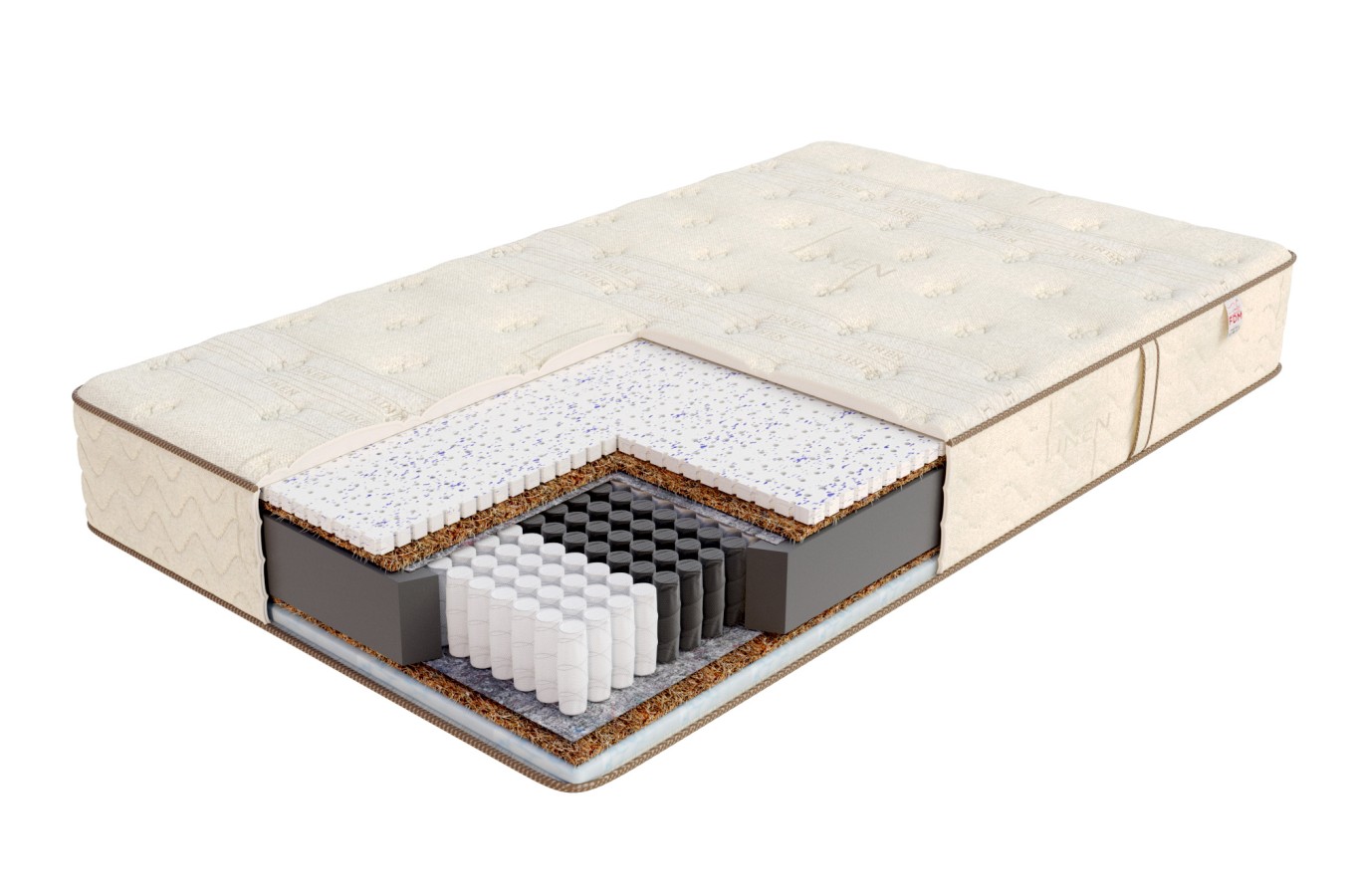 Materac multipocketowy SENTIMO kokos, lateks, eucafeel - 100 x 200 - 25 cm