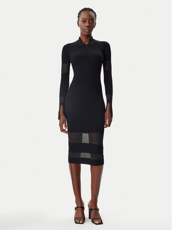 Patrizia Pepe Sukienka dzianinowa 8A1420/K078-K103 Czarny Slim Fit