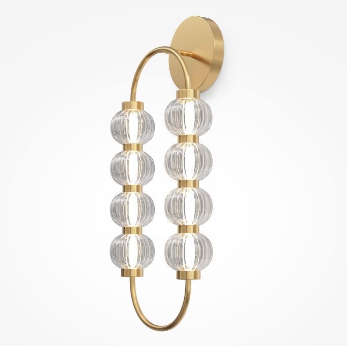 Złoty kinkiet w stylu art deco z szklanymi kulami Amulet LED