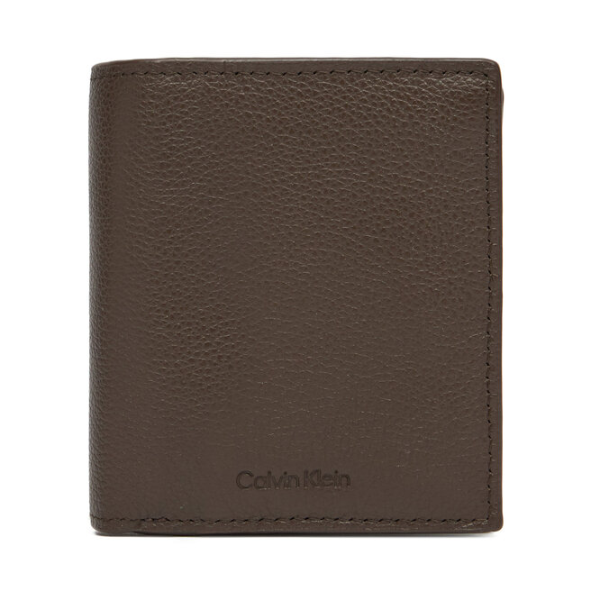 Duży Portfel Męski Calvin Klein Micropebble Comp Trifold W Coin LV04D1034G Brązowy
