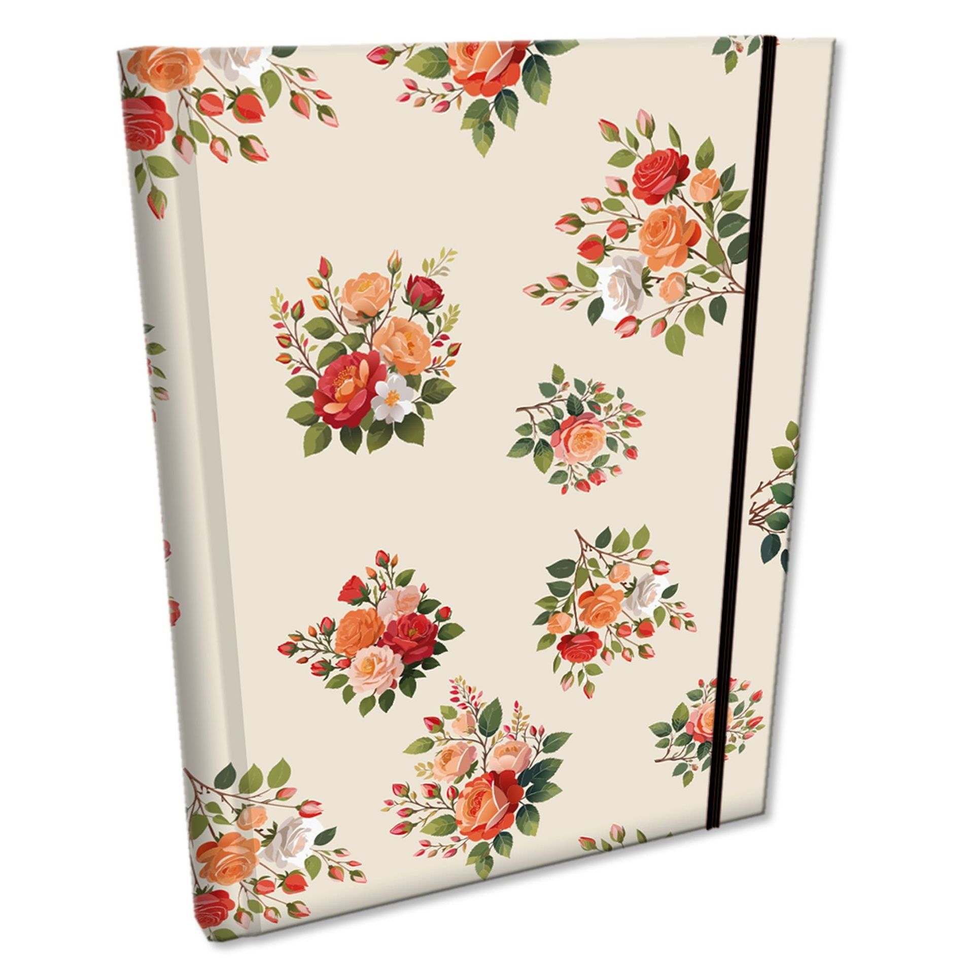 Notes B6 w kratkę z gumką Soft Touch Róże W Beżu