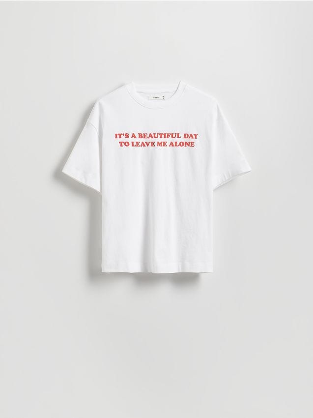Reserved - T-shirt z nadrukiem - biały