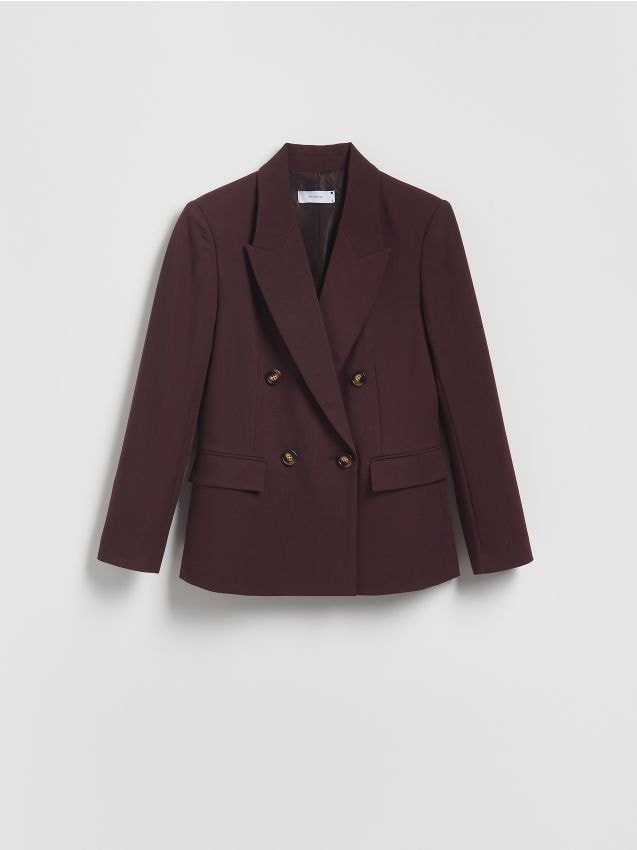 Reserved - Dwurzędowa marynarka - burgundowy