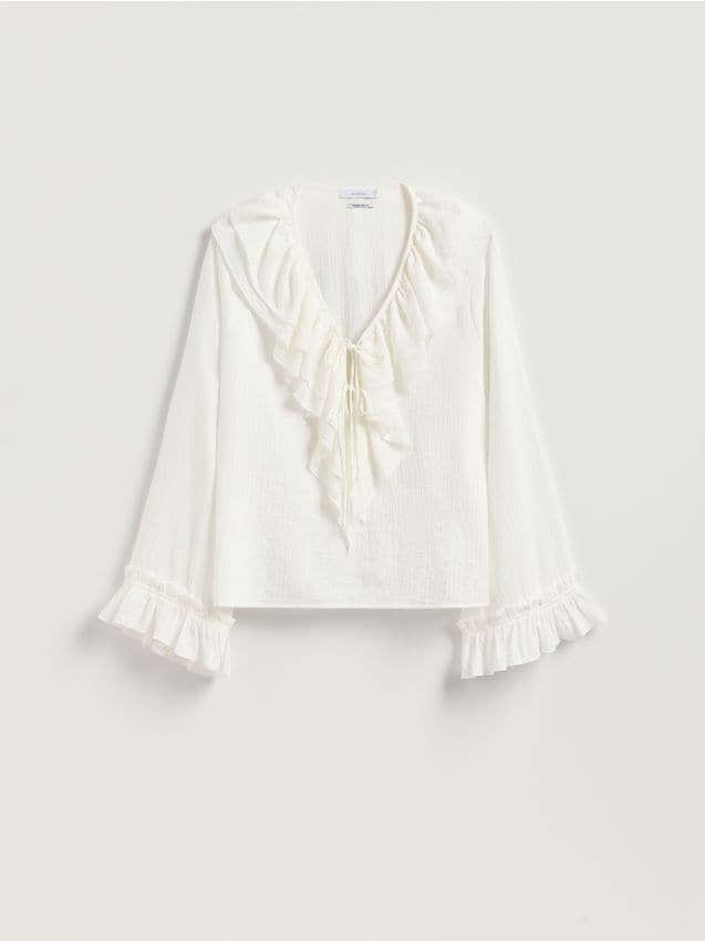 Reserved - Bluzka z falbanami - biały