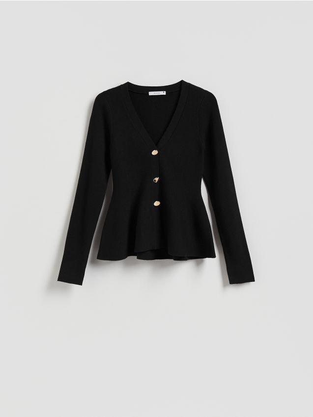 Reserved - Kardigan z baskinką - czarny