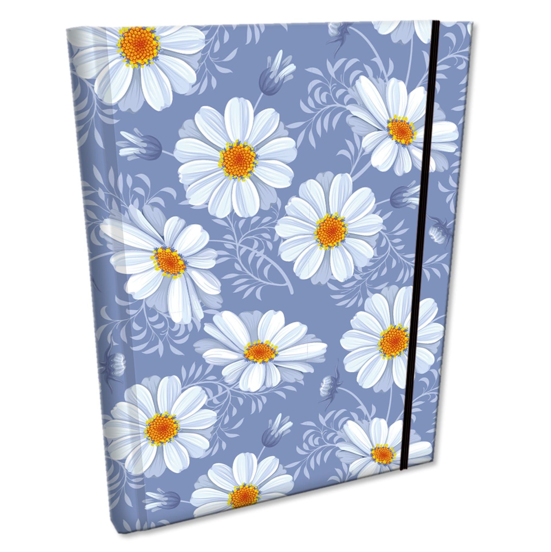 Notes B6 w kratkę z gumką Soft Touch Stokrotki Retro