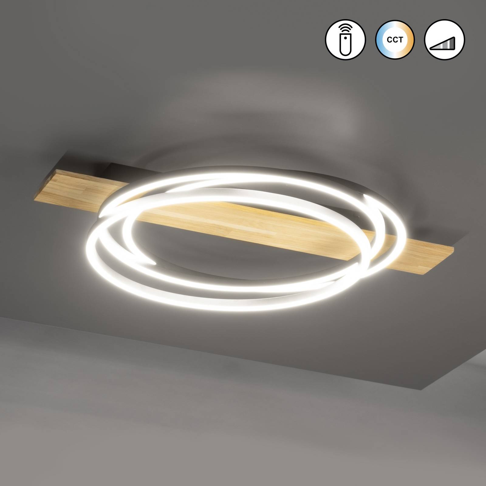 FISCHER & HONSEL Lampa sufitowa LED Marit, możliwość ściemniania, czarny, salon / jadalnia, metal, nowoczesny