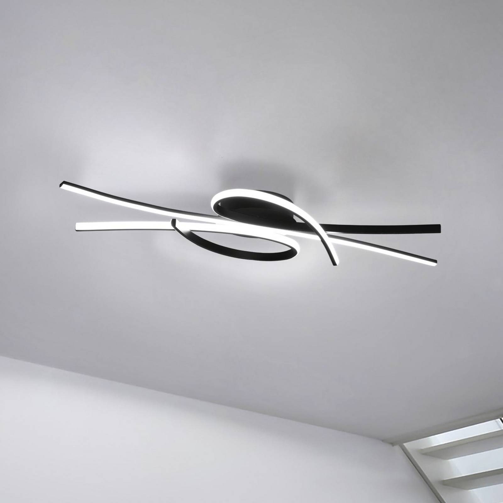 FISCHER & HONSEL Lampa sufitowa LED Biba, możliwość ściemniania, czarny, salon / jadalnia, metal, nowoczesny