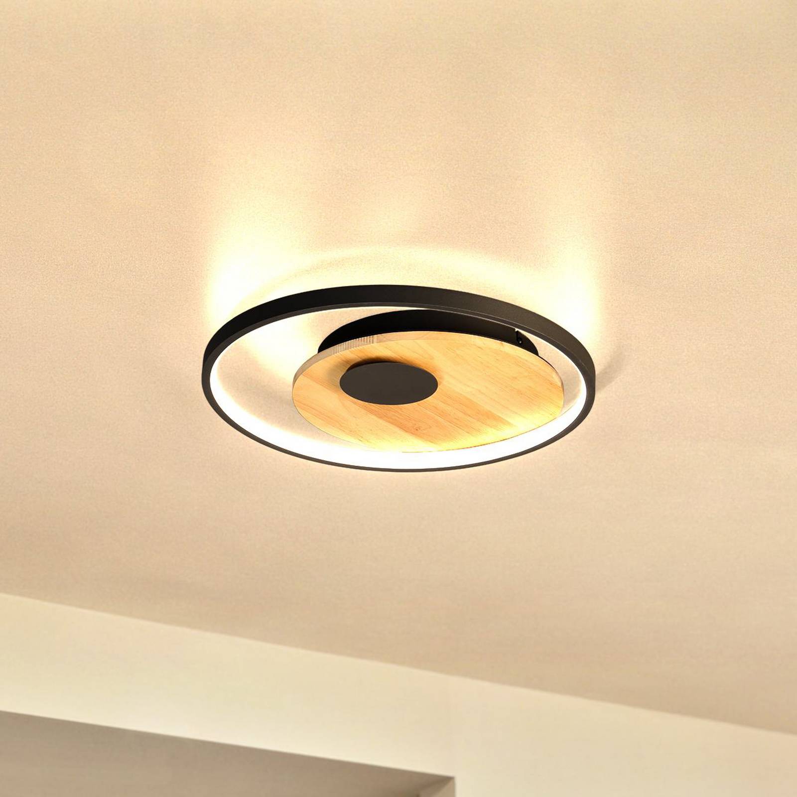 FISCHER & HONSEL Lampa sufitowa LED Marit, możliwość ściemniania, czarny, salon / jadalnia, metal, nowoczesny