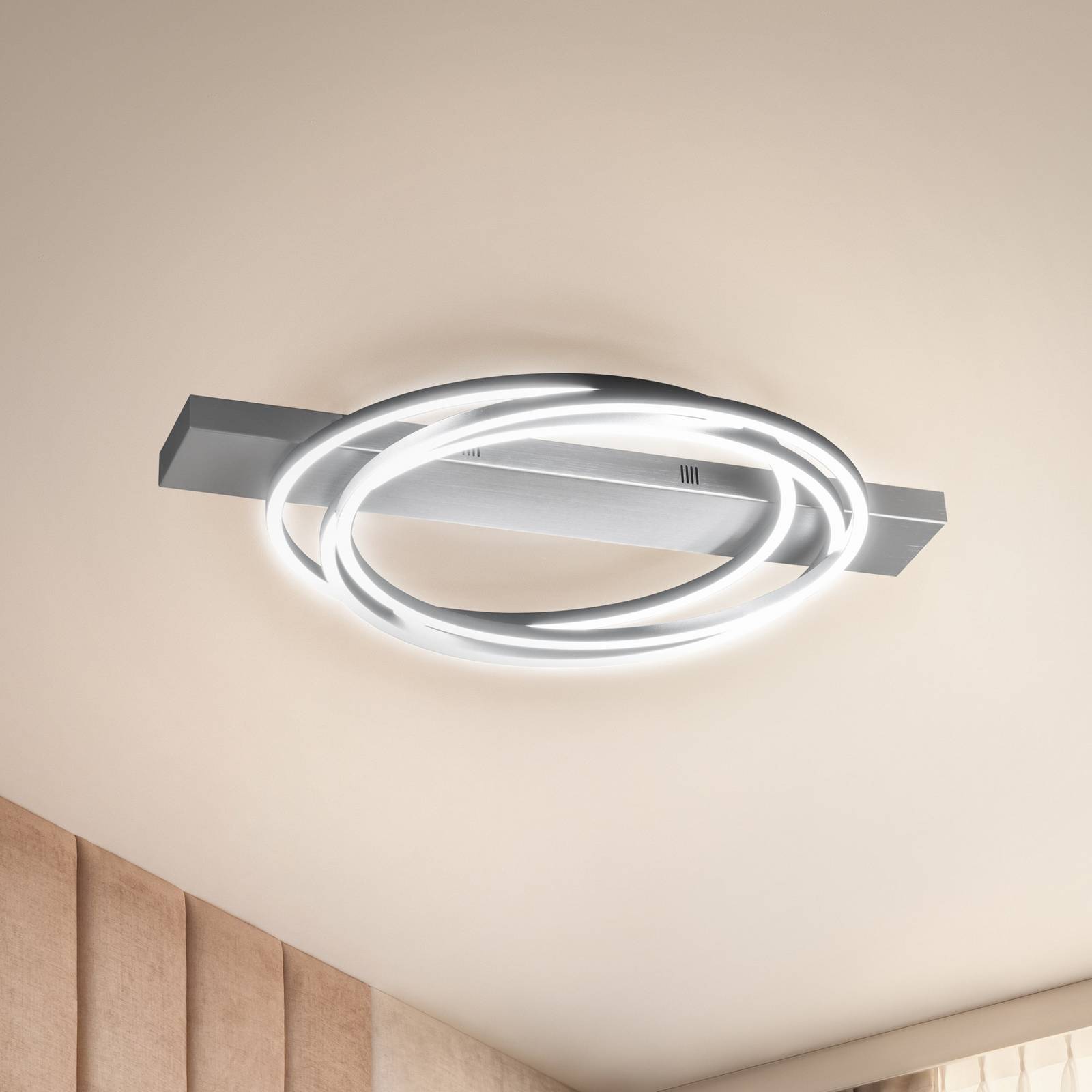 FISCHER & HONSEL Lampa sufitowa LED Kiku, możliwość ściemniania, aluminiowy / szary / cynkowy, salon / jadalnia, metal