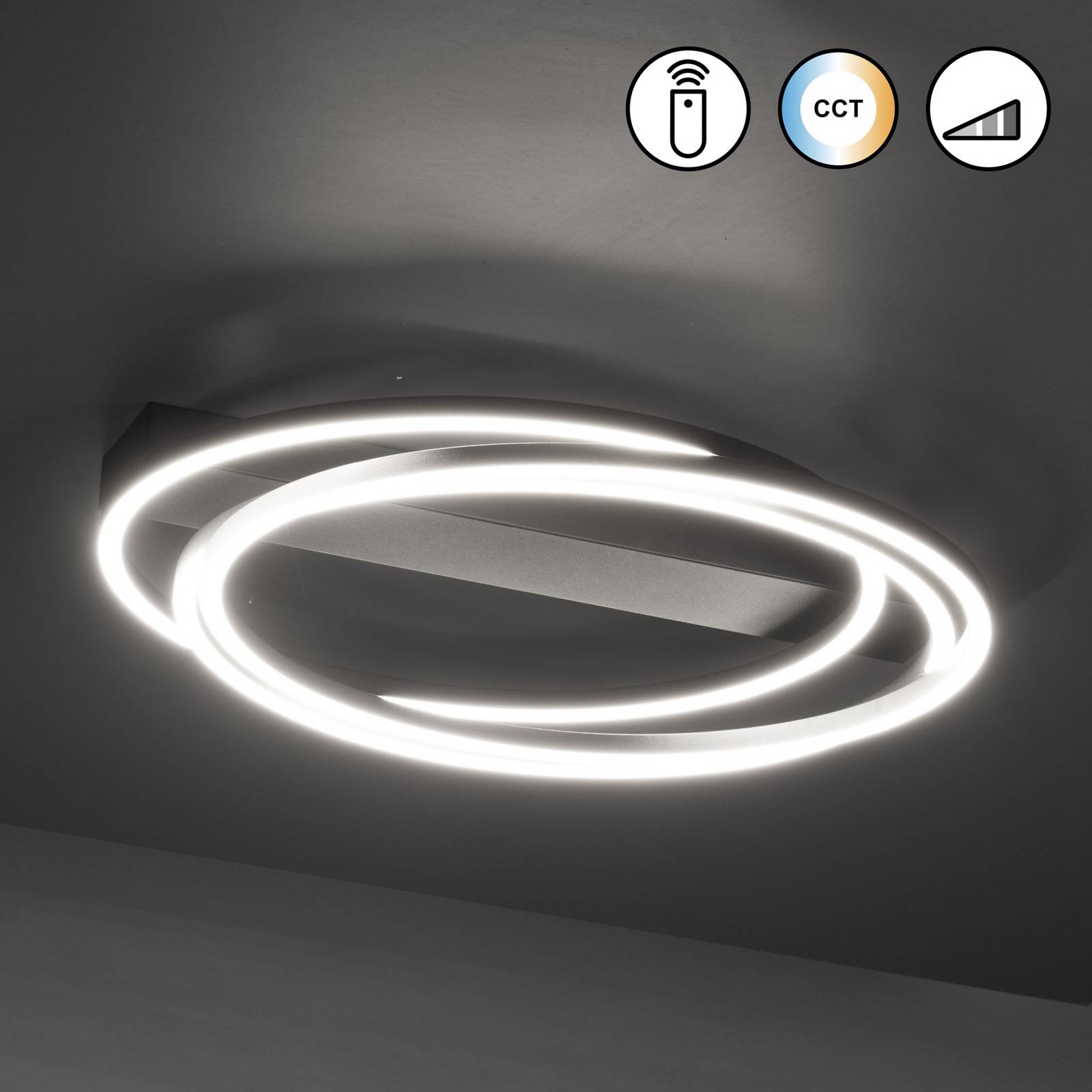 FISCHER & HONSEL Lampa sufitowa LED Kiku, możliwość ściemniania, czarny, salon / jadalnia, metal