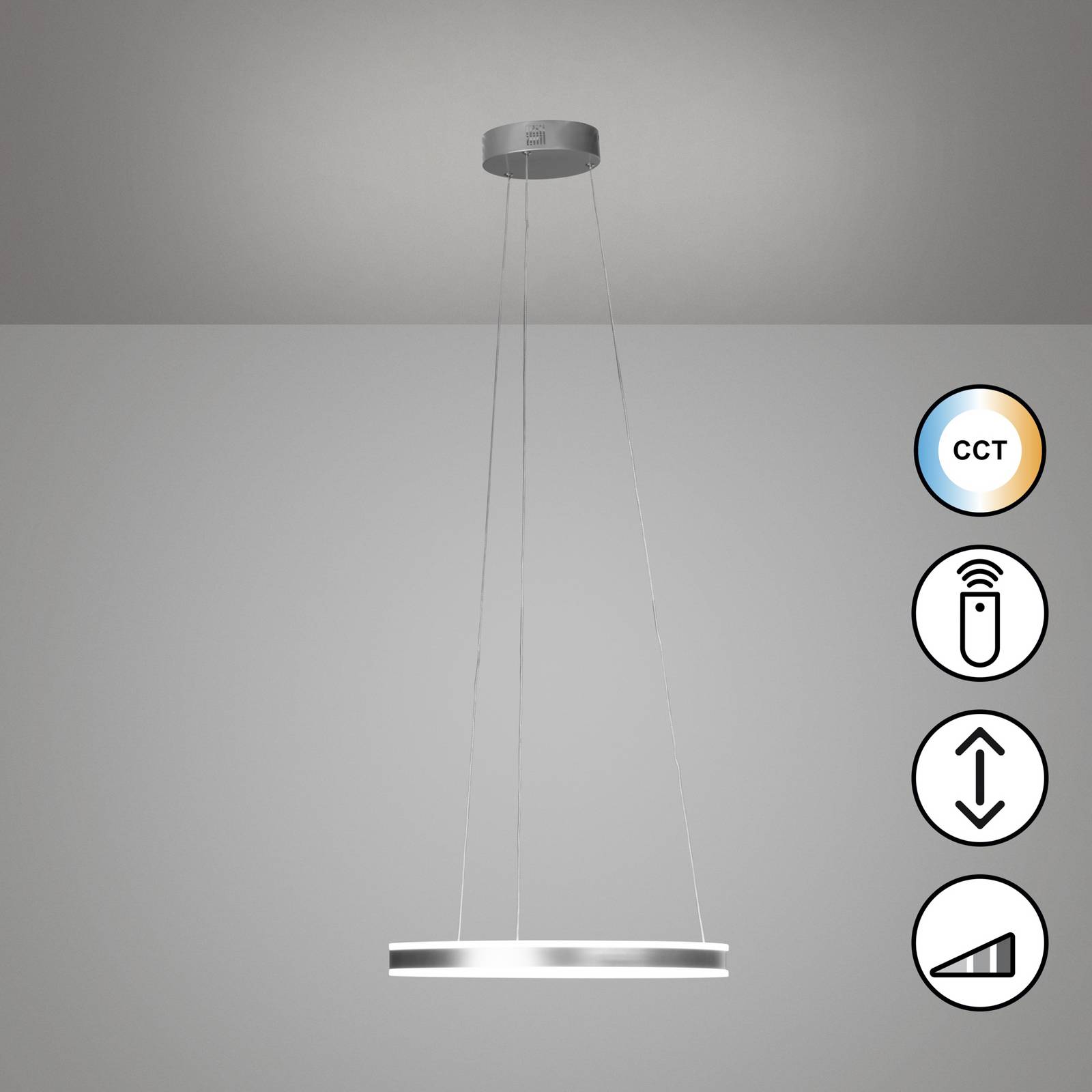 FISCHER & HONSEL Lampa wisząca Sirko, możliwość ściemniania, aluminiowy / szary / cynkowy, salon / jadalnia, metal, nowoczesny