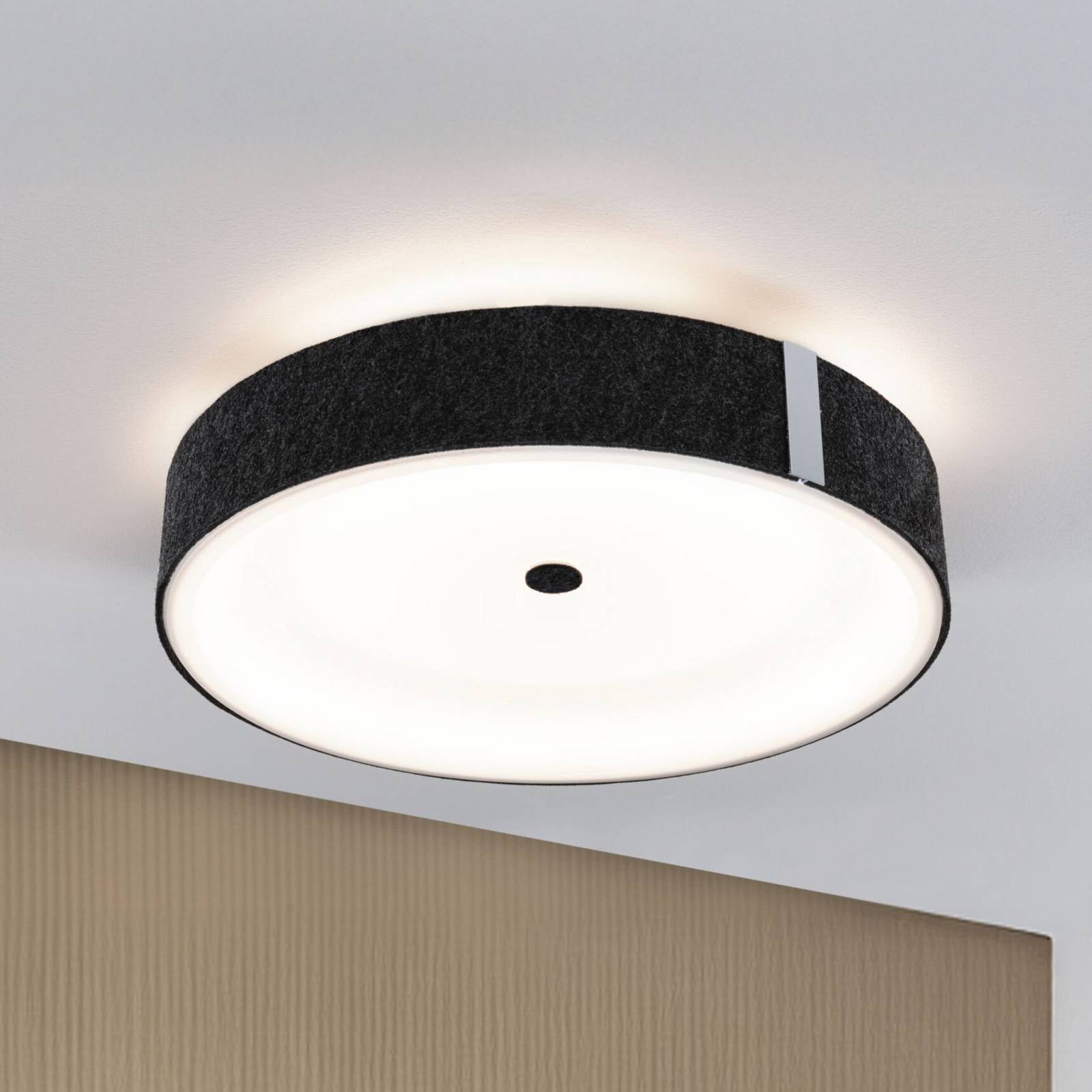 Paulmann Inteligentna lampa sufitowa Malika, możliwość ściemniania, aluminiowy / szary / cynkowy, salon / jadalnia, tkanina / materiał / jedwab, nowoczesny