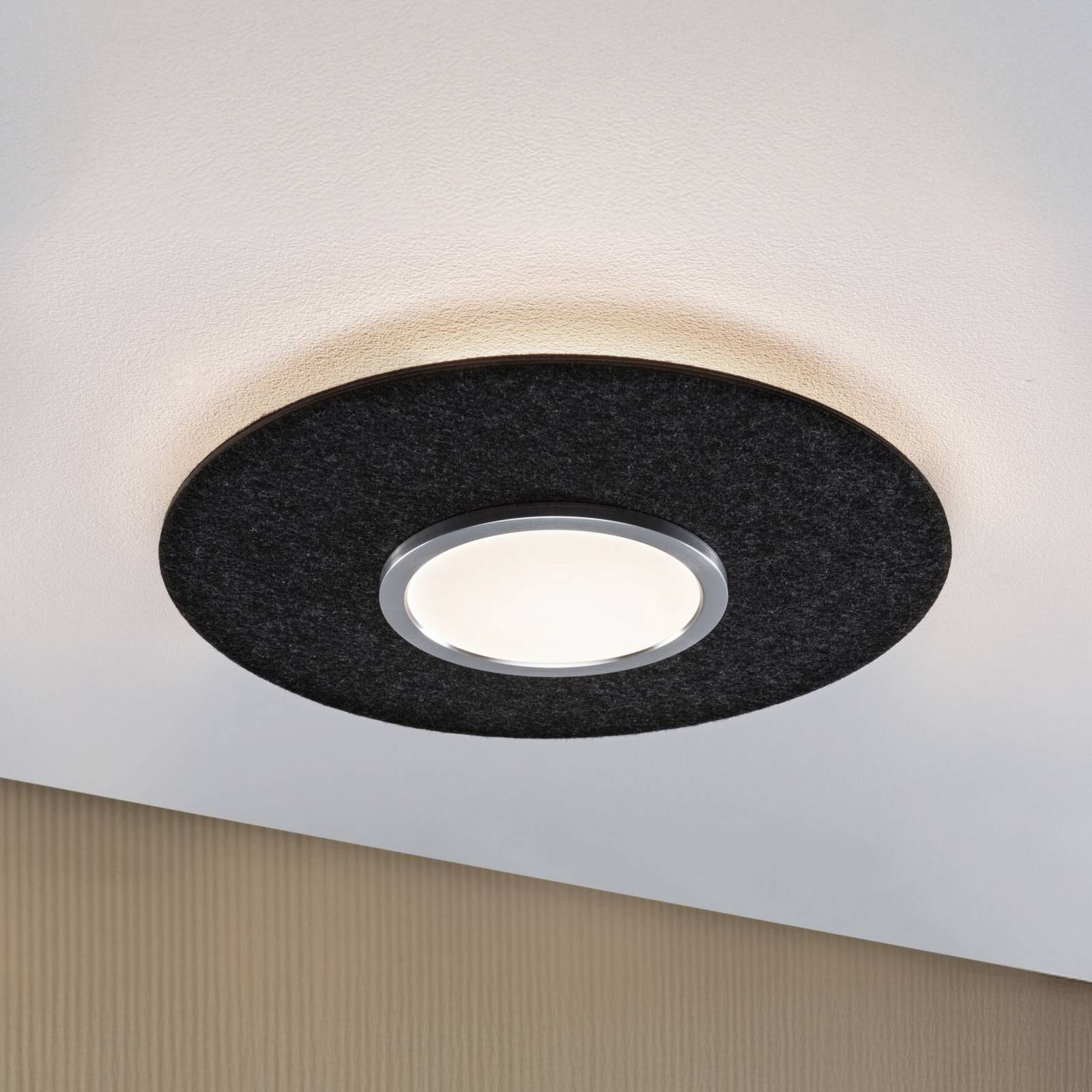 Paulmann Inteligentna lampa sufitowa Tulga, możliwość ściemniania, aluminiowy / szary / cynkowy, salon / jadalnia, tkanina / materiał / jedwab, nowoczesny