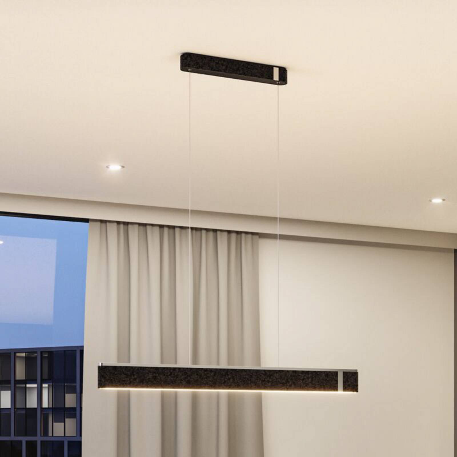 Paulmann Inteligentna lampa wisząca Jagun, możliwość ściemniania, aluminiowy / szary / cynkowy, salon / jadalnia, tkanina / materiał / jedwab, nowoczesny