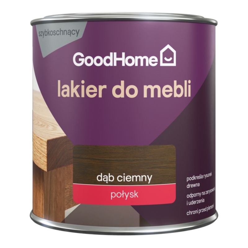 GoodHome Lakier do mebli dąb ciemny połysk 0,25 l