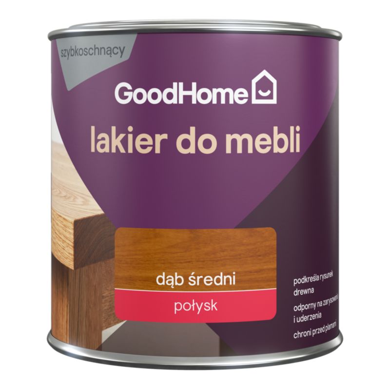 GoodHome Lakier do mebli dąb średni połysk 0,25 l