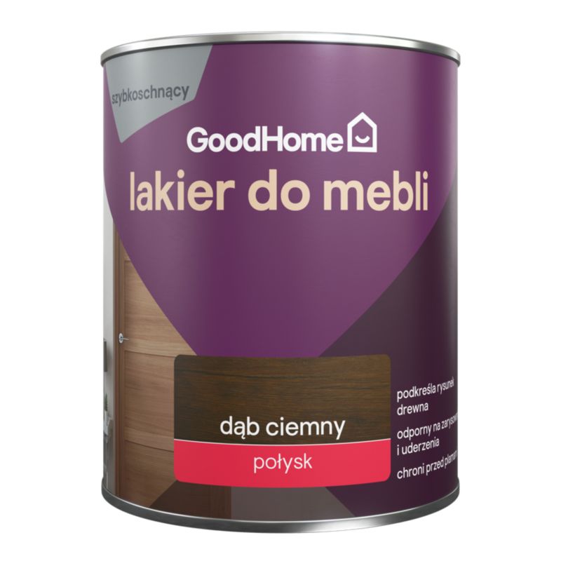 GoodHome Lakier do mebli dąb ciemny połysk 0,75 l