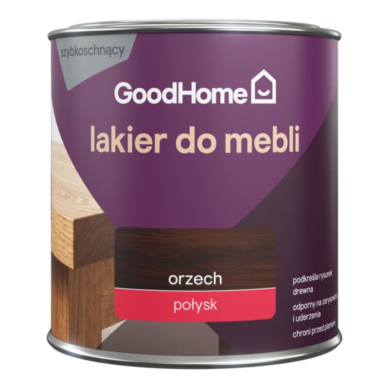 GoodHome Lakier do mebli orzech połysk 0,25 l
