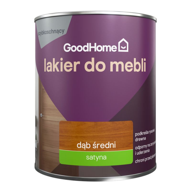 GoodHome Lakier do mebli dąb średni satyna 0,75 l