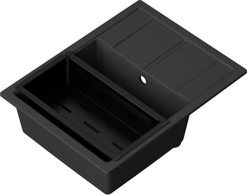 Horizon Zlewozmywak granitowy 1-komorowy z ociekaczem czarny metalik