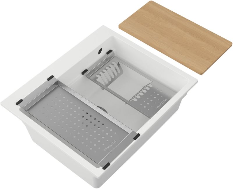 Massimo Zlewozmywak granitowy 1-komorowy biały