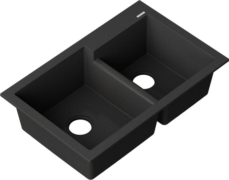 Bianco Zlewozmywak granitowy 2-komorowy bez ociekacza czarny metalik