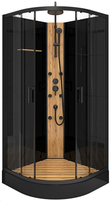 BAMBOO Kabina prysznicowa z hydromasażem 90 cm półokrągła brodzik