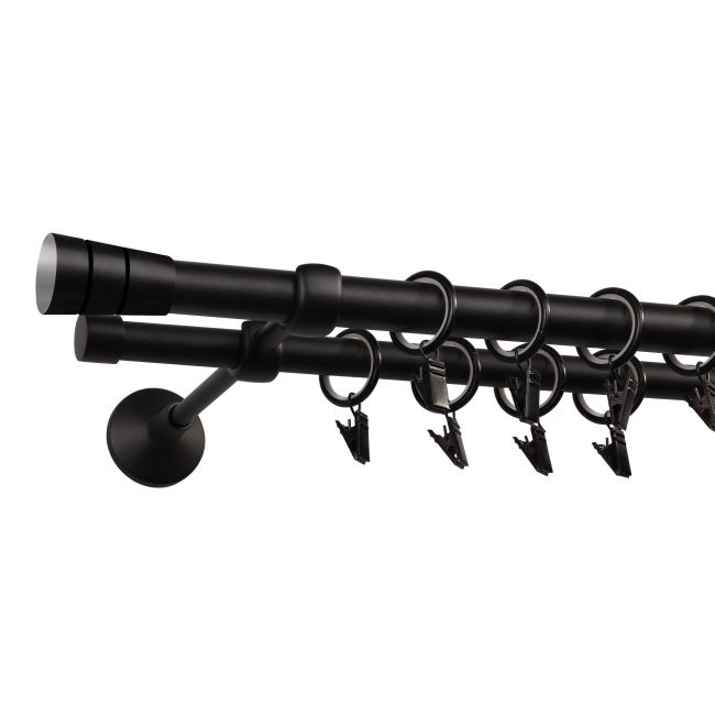 Karnisz podwójny Siena 19 mm 200 cm czarny