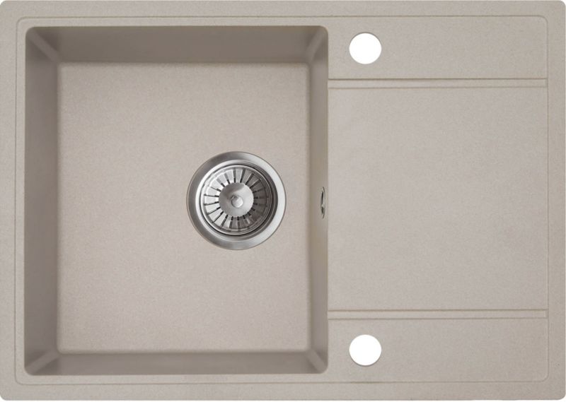 Sand Zlewozmywak granitowy z krótkim ociekaczem 62 x 44 cm beżowy