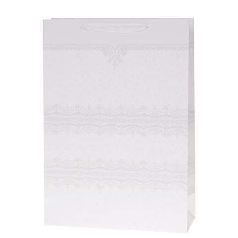 Torebka Lux 14,5x15x6,5cm brokat biała Rozette