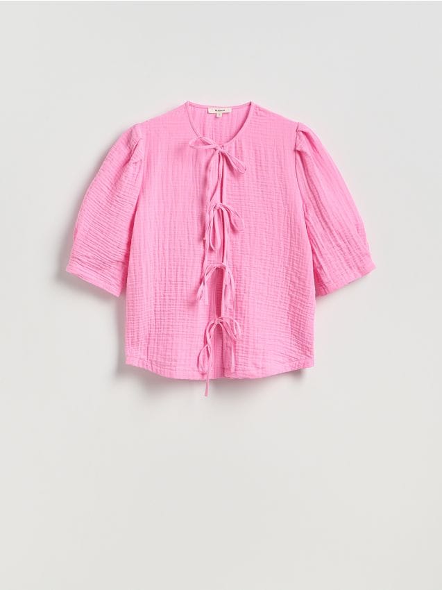 Reserved - Bluzka z wiązaniem - różowy